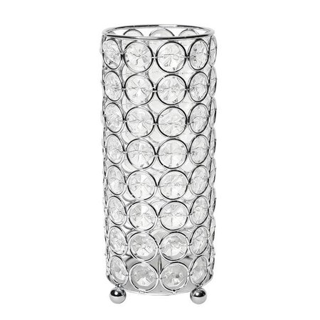 ELEGANT GARDEN DESIGN Elegant Designs HG1003-CHR 7.75 in. Elipse Crystal Decorative Flower Vase; Candle Holder; Wedding Centerpiece - Chrome HG1003-CHR